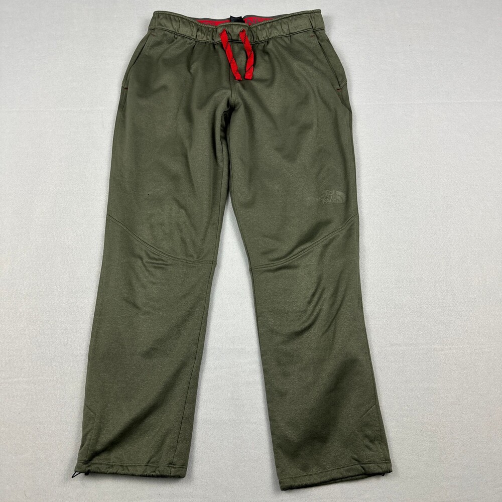 The North Face Pants Men Medium Green Solid Straight Leg Fleece Lining Outdoor *